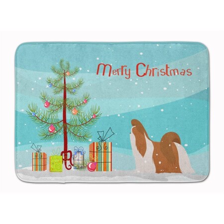 Carolines Treasures Shih Tzu Merry Christmas Tree Machine Washable Memory Foam Mat BB2964RUG